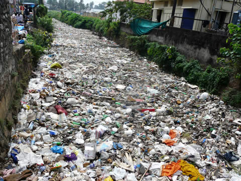 rubbish in river
