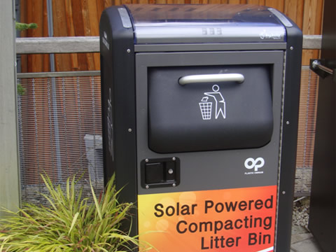 Solar powered bin